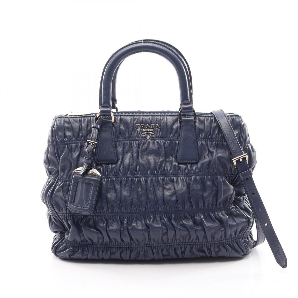 Prada Nappa Gaufre Leather Navy 2Way Shoulder Bag Blue